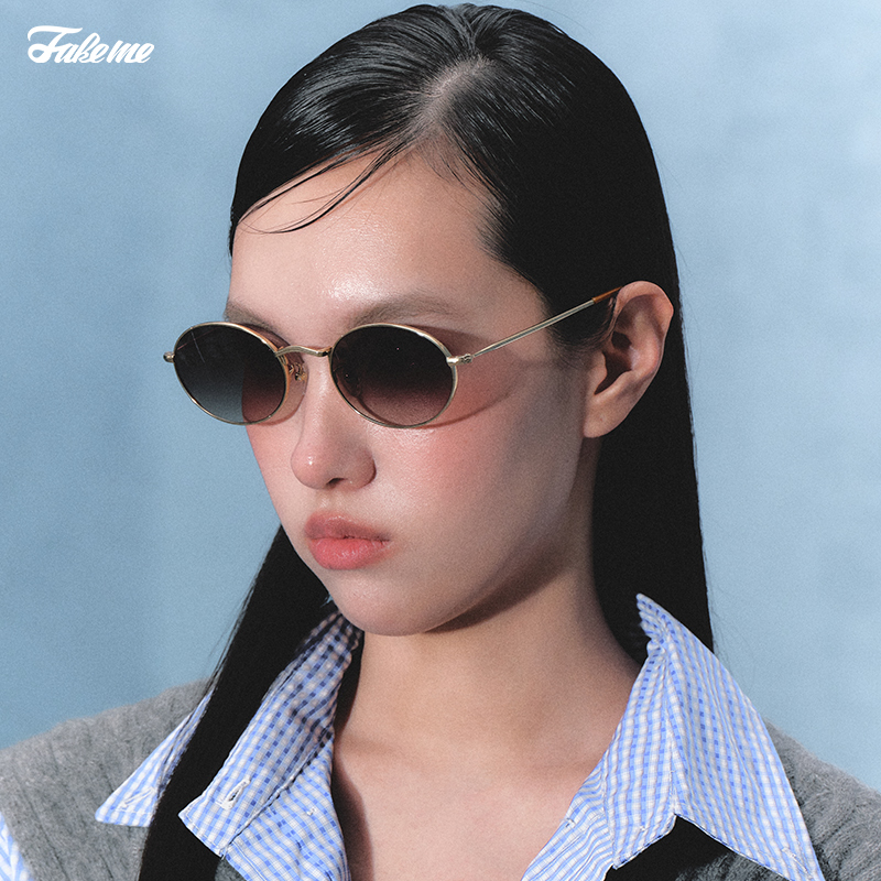 Fakeme【商场同款】玫瑰的故事刘亦菲同款椭圆框出游防晒墨镜B33T