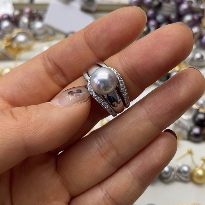 海水珍珠戒指银S925镶嵌