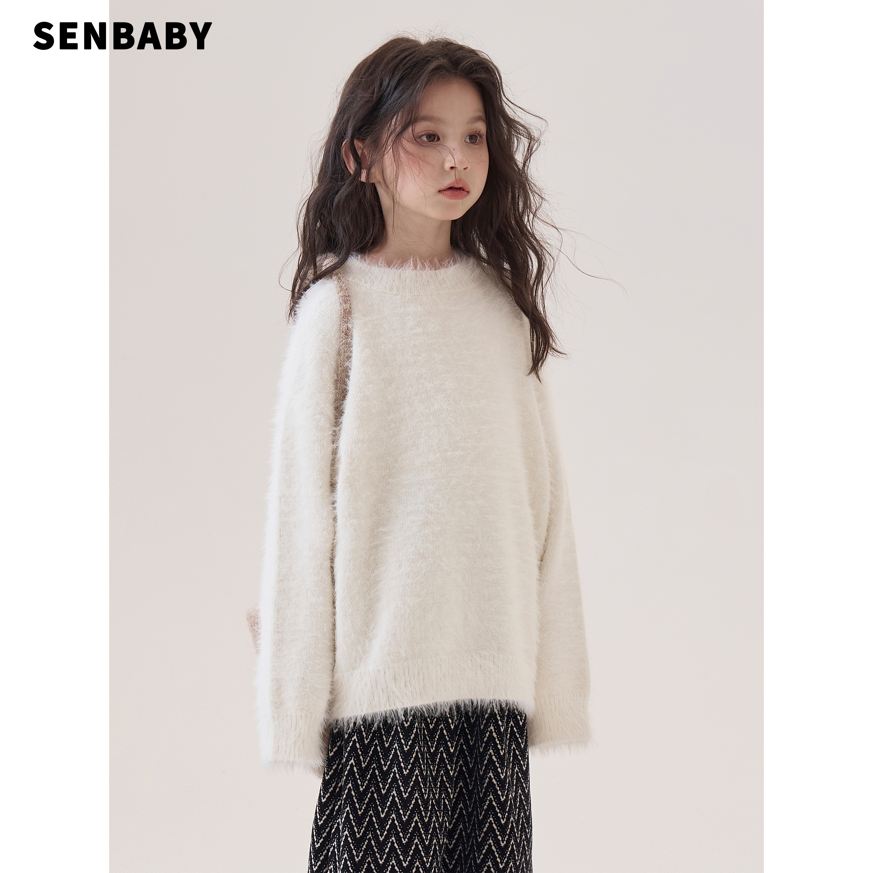 【亲子】童装 女童毛线衣长袖保暖冬季软糯洋气圆领柔软毛毛衣