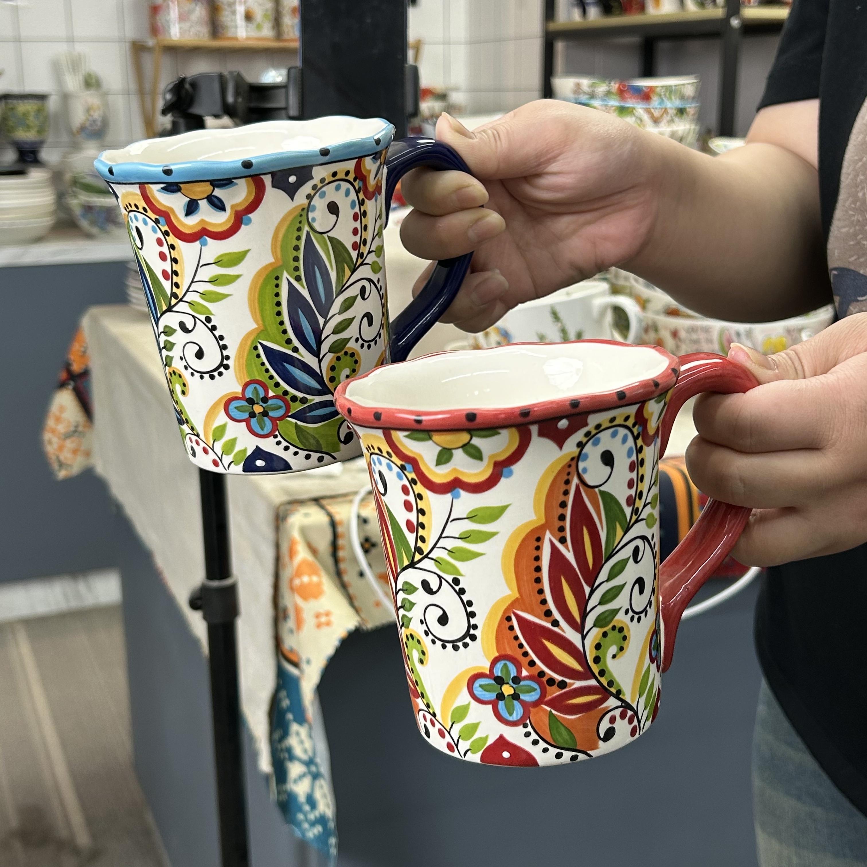 红绿波卡马克杯组合 500毫升大容量水杯牛奶杯