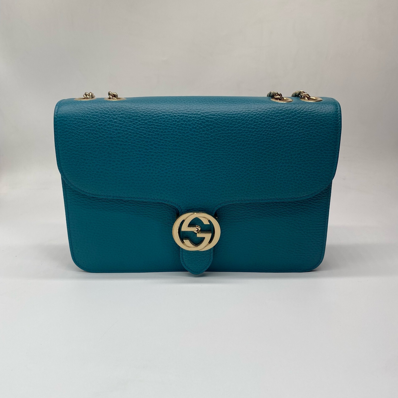 99新 GUCCI/古驰 天蓝色 宝蓝色 蓝色中号风琴包
