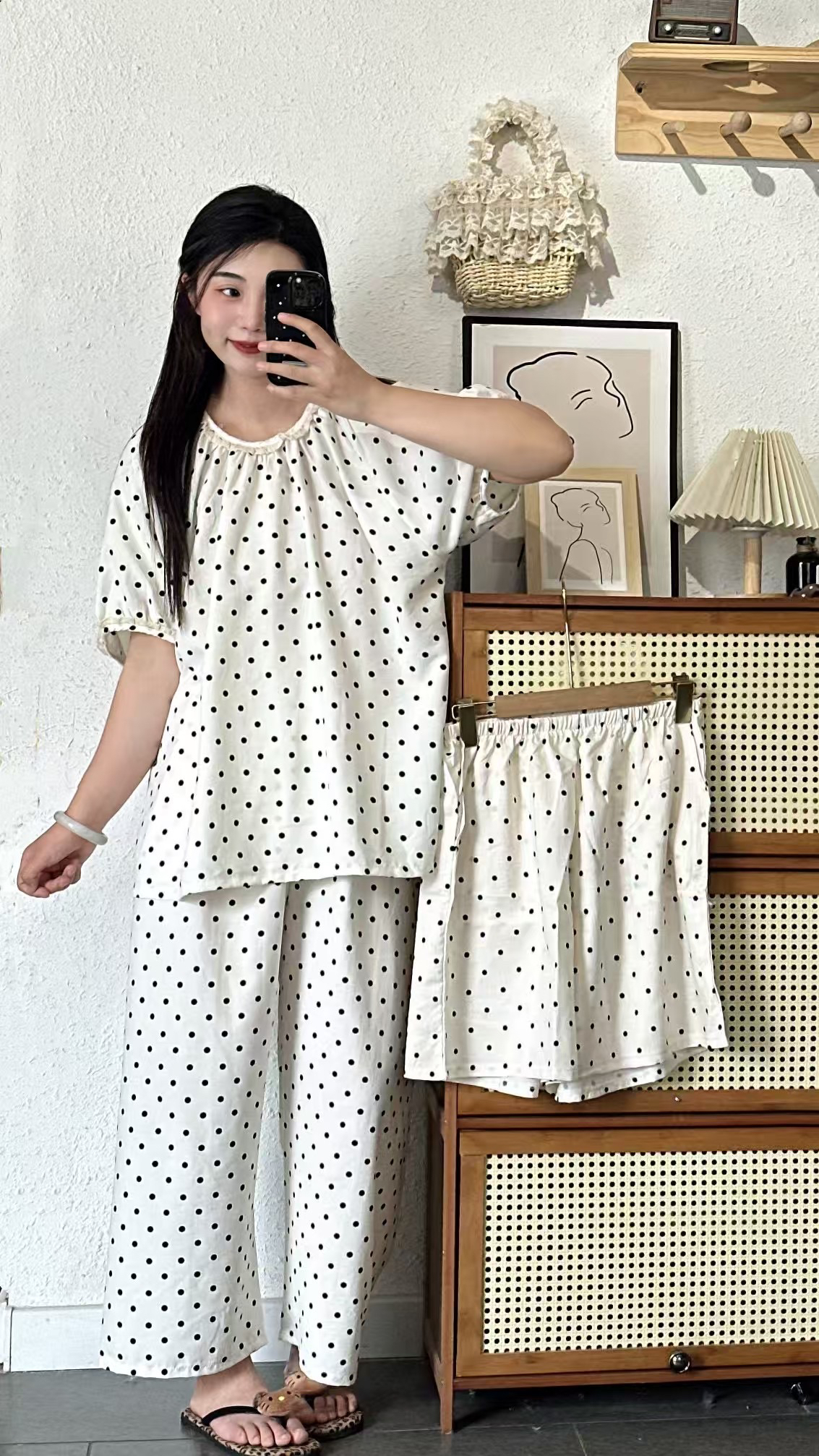 夏季女士云朵棉睡衣三件套