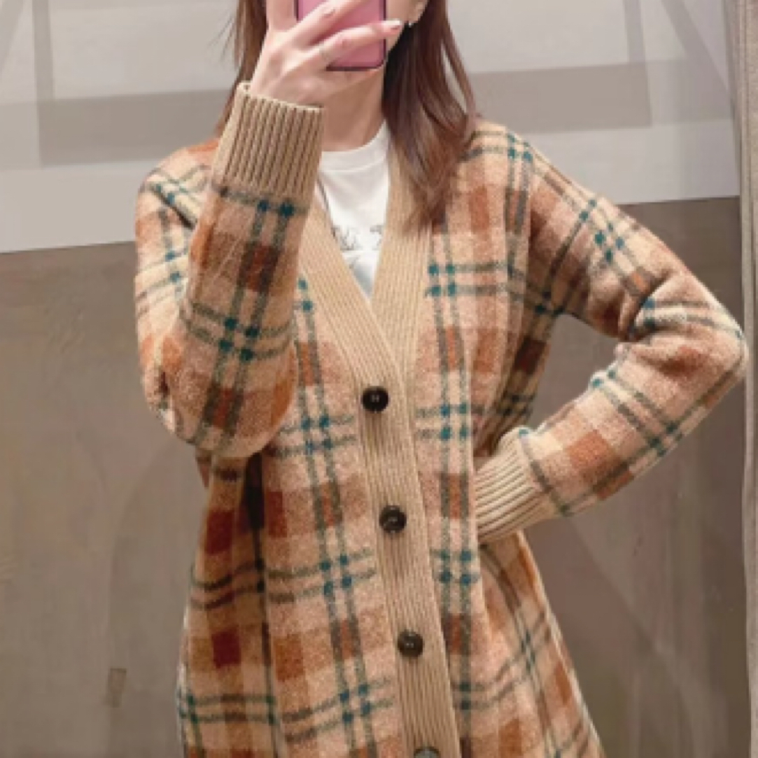 99新 MaxMara 格子针织开衫/S码/B00634