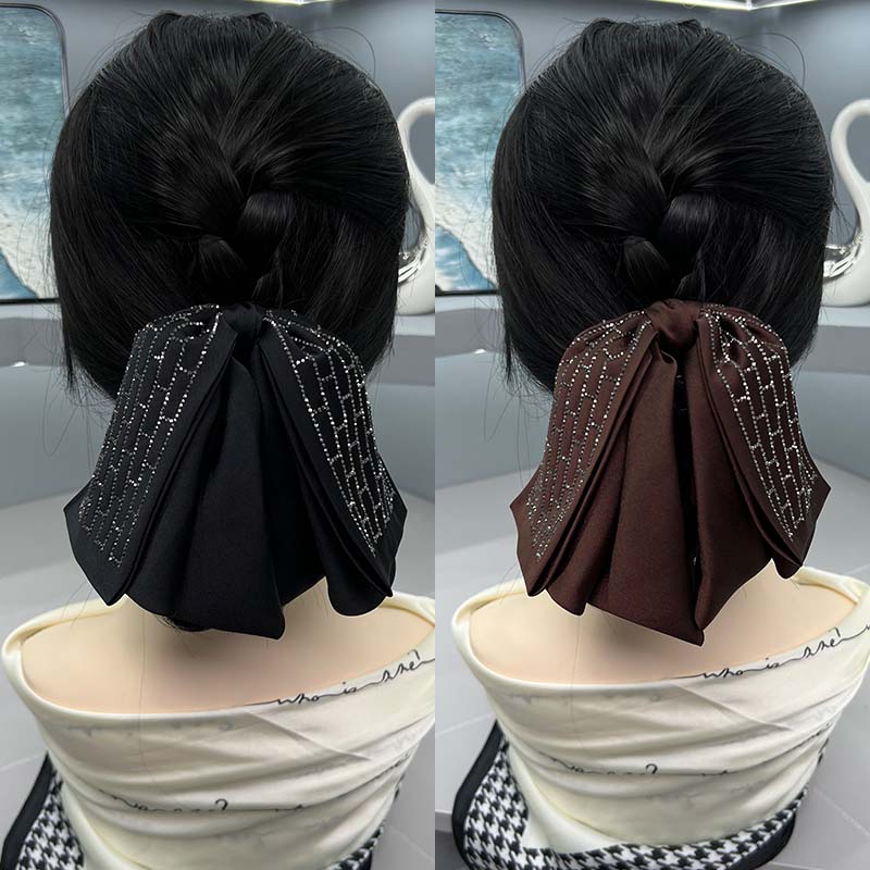 女抓夹原创设计千金风日韩发夹气质简约黑色发卡银色轻奢发夹