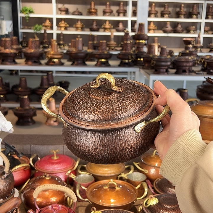 紫铜16cm燃气做旧汤锅。   