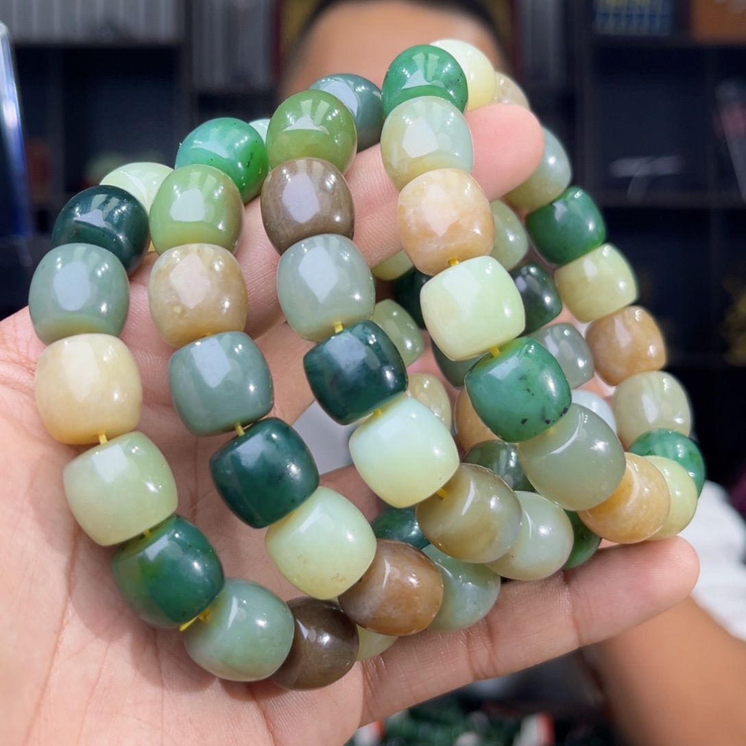 和田玉未镶嵌手串天然和田玉多宝手串卡14多样性发其一微瑕