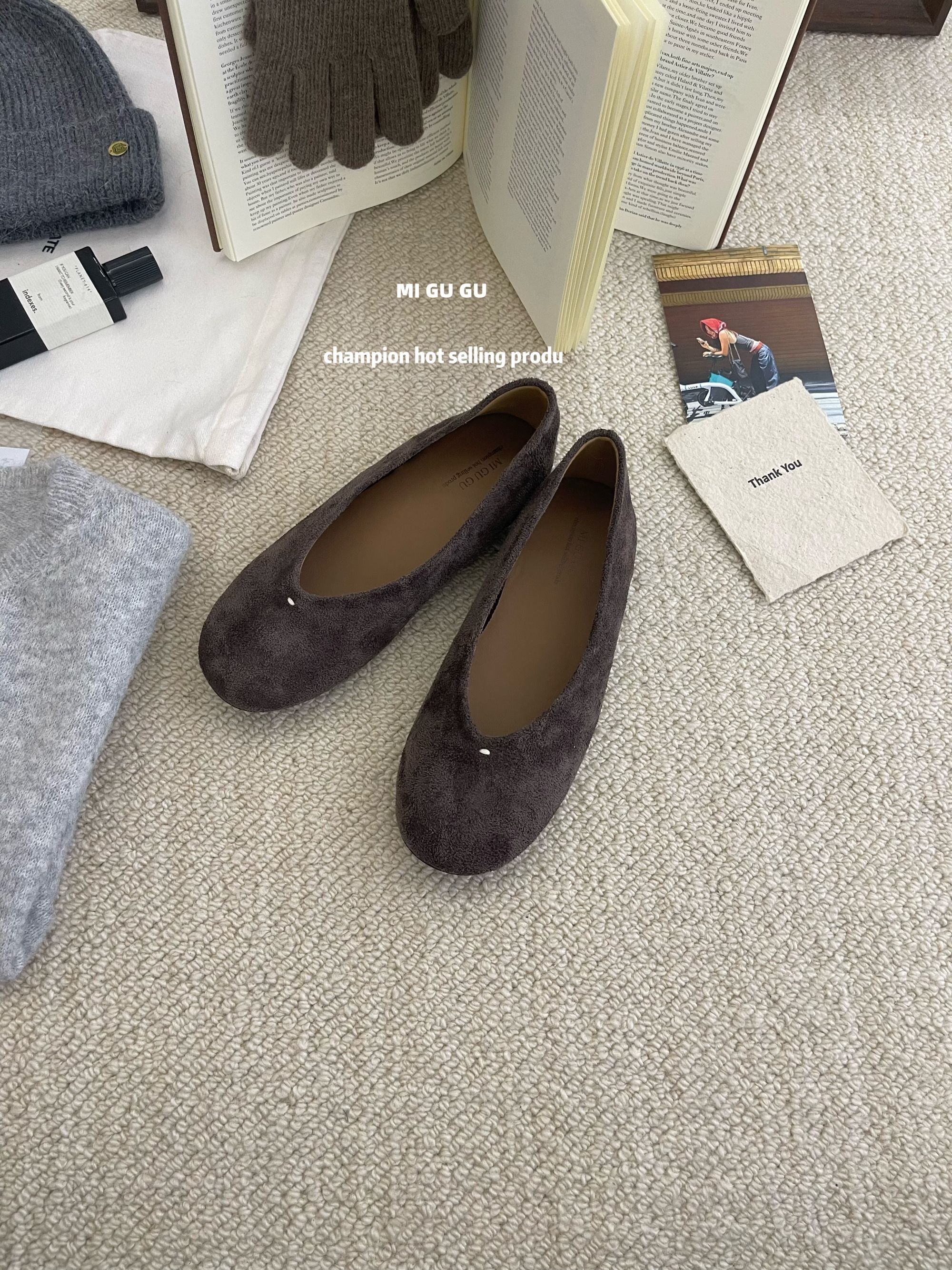 【小银点单鞋】复古磨砂圆头一脚蹬软底鞋D118（福利款）