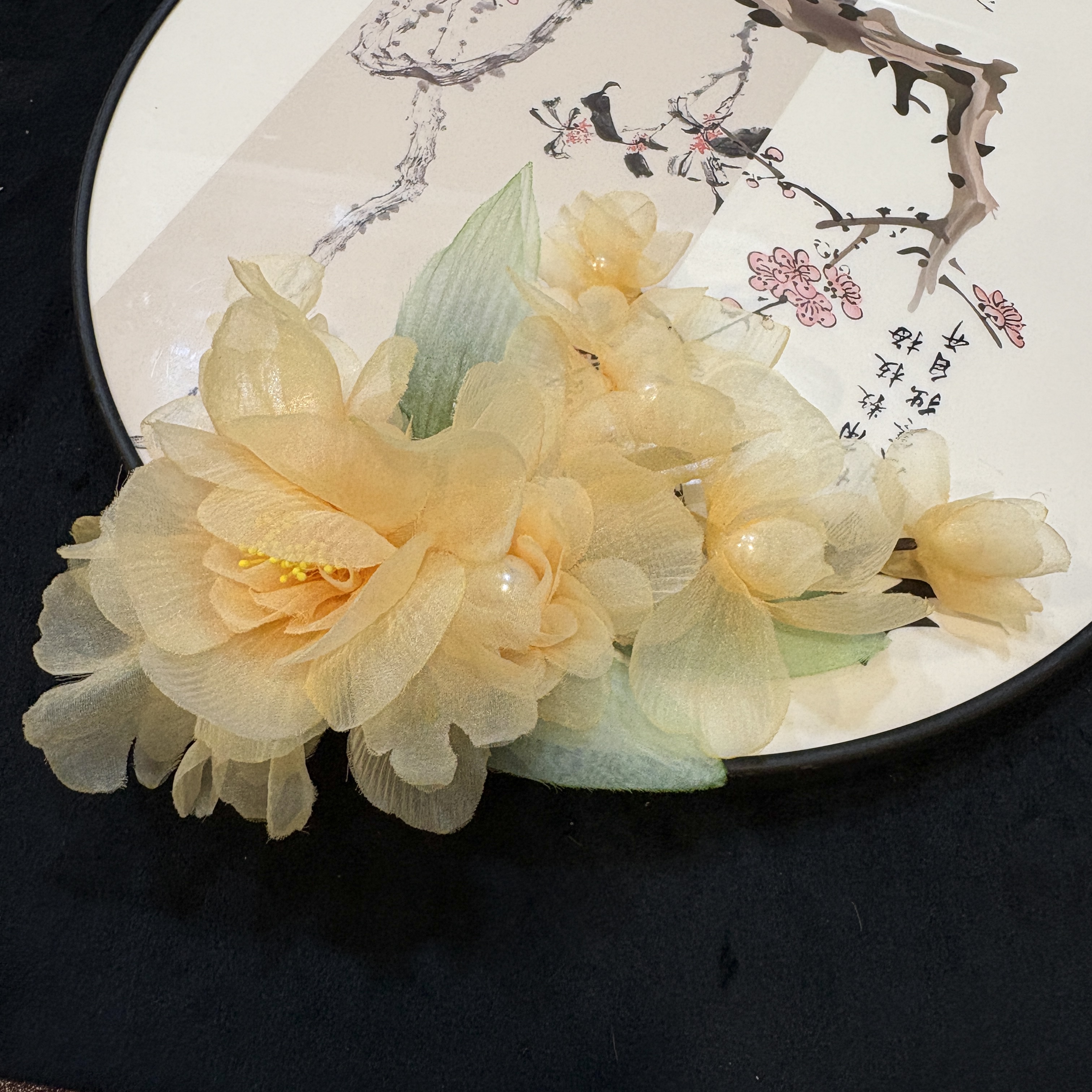 【云鬓花颜阁烫花发夹】蜜雾花影爆款新中式汉服纯手工古风发饰A51