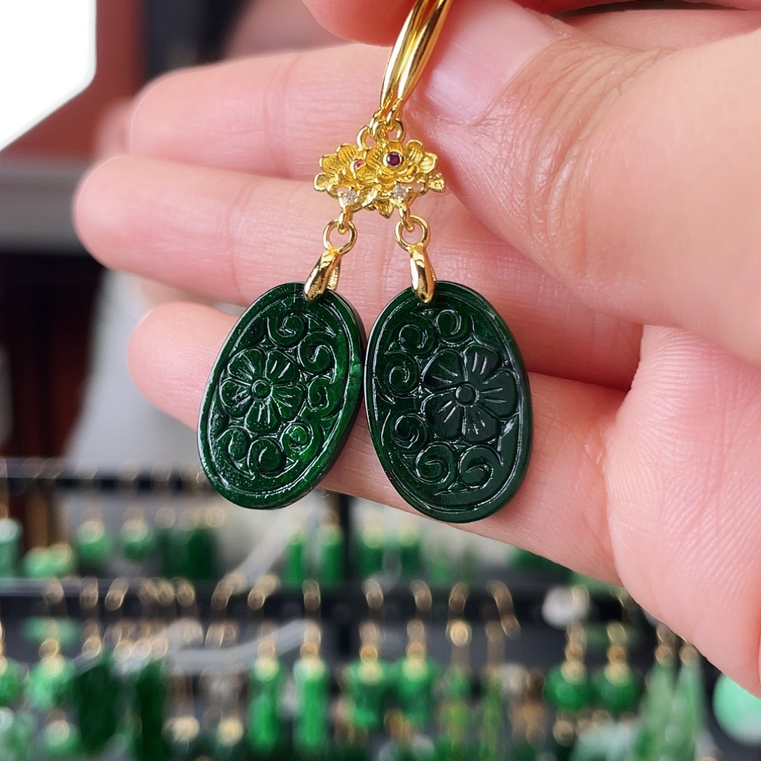 翡翠未镶嵌耳饰饰品