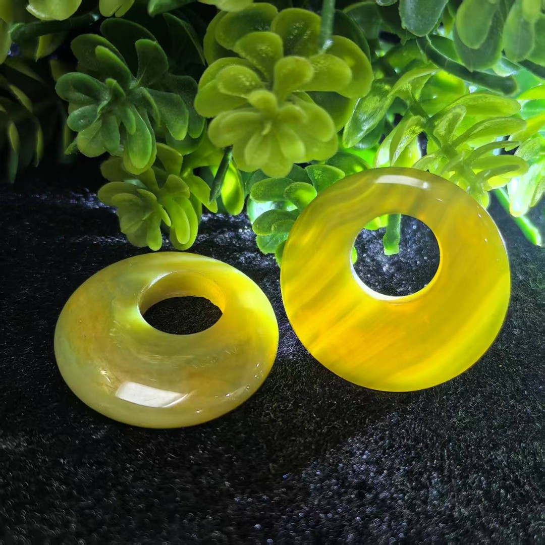 S8046（玉姐珠宝）黄加绿玛瑙多彩公主扣-配绳-多样性只发一件