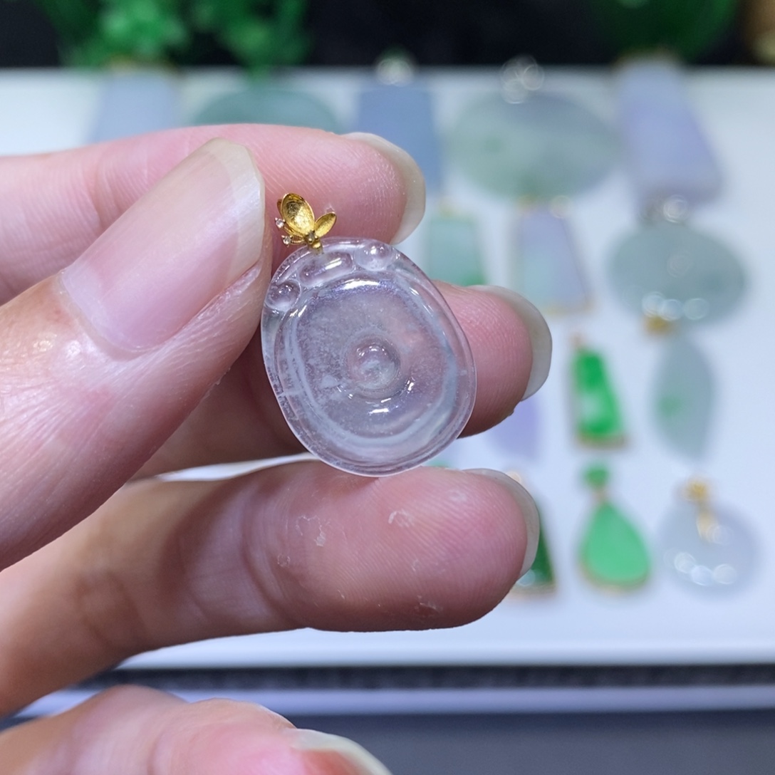 翡翠18K金镶嵌吊坠(不含链)