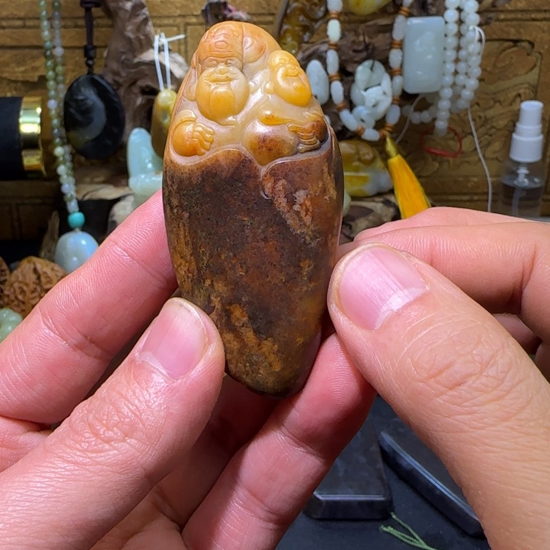 和田玉（子料）未镶嵌挂件和田玉籽料黄沁把件