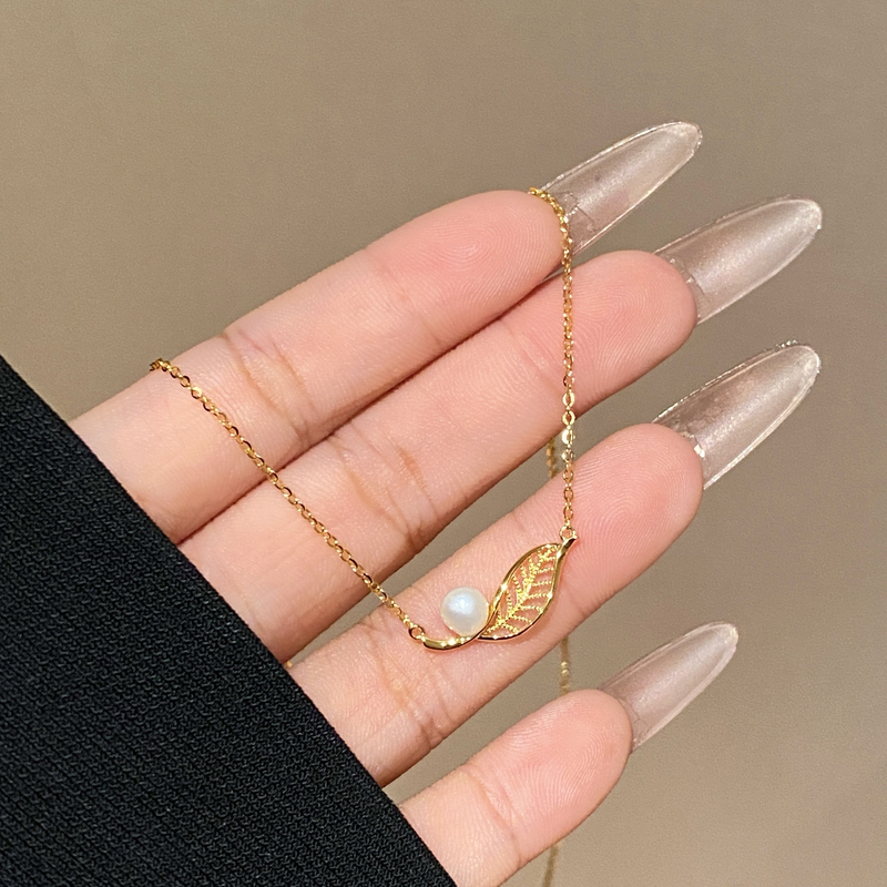 设计小众精致百搭简约羽毛项链A3357