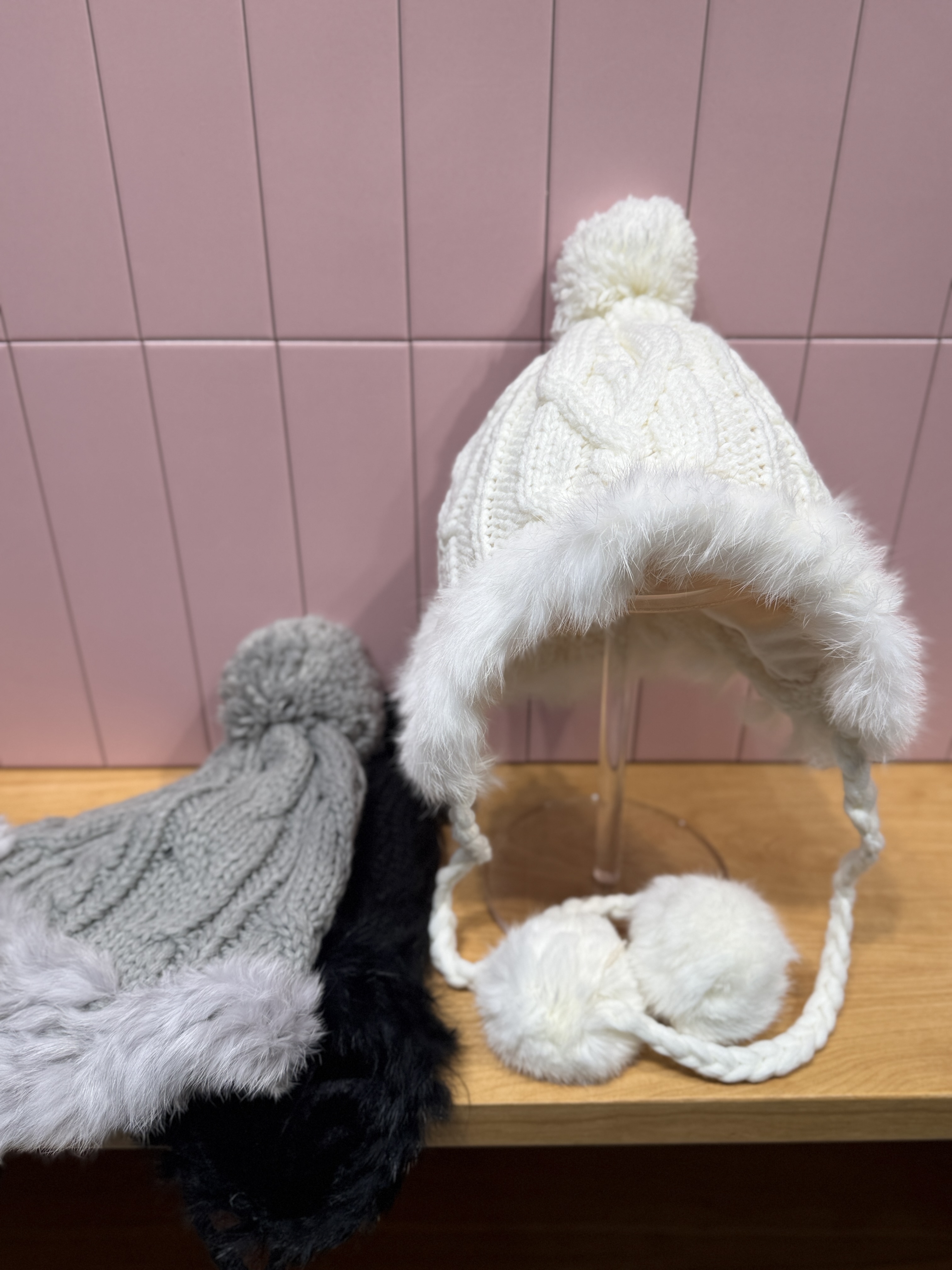 韩国进口甜美加厚保暖毛球帽