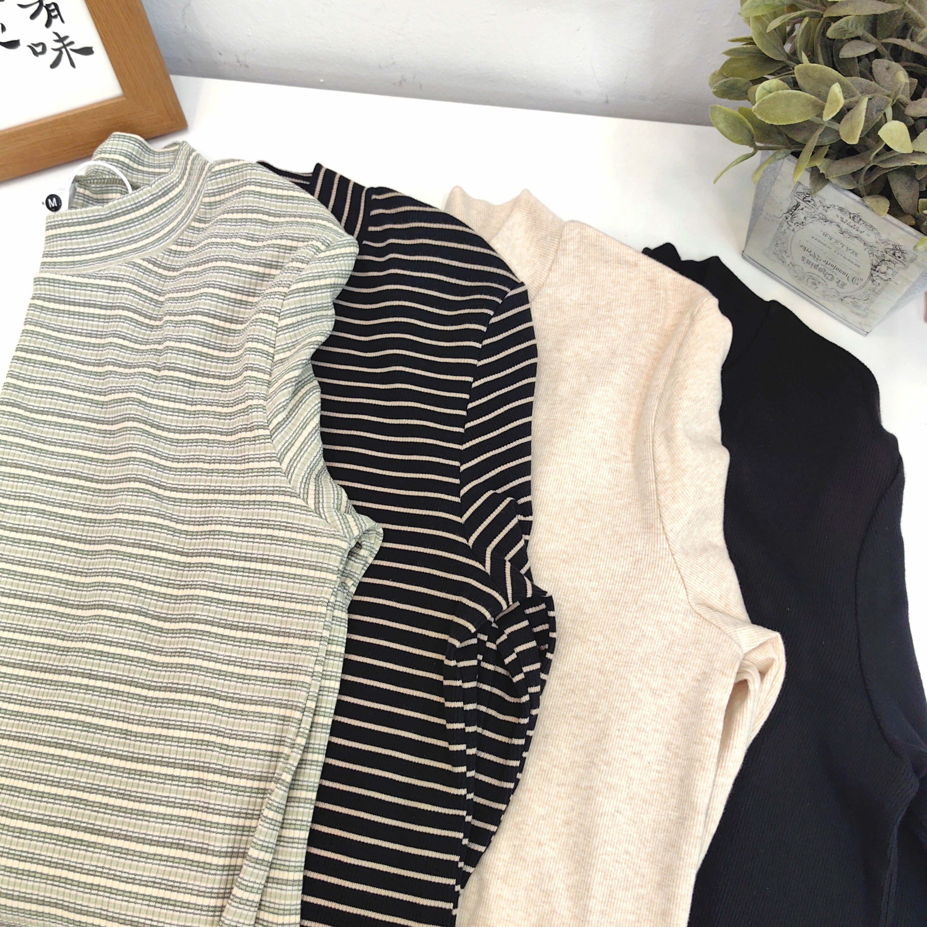 【宽松款】半高领正肩纯棉打底衫女秋冬圆领长袖内搭中领长袖上衣