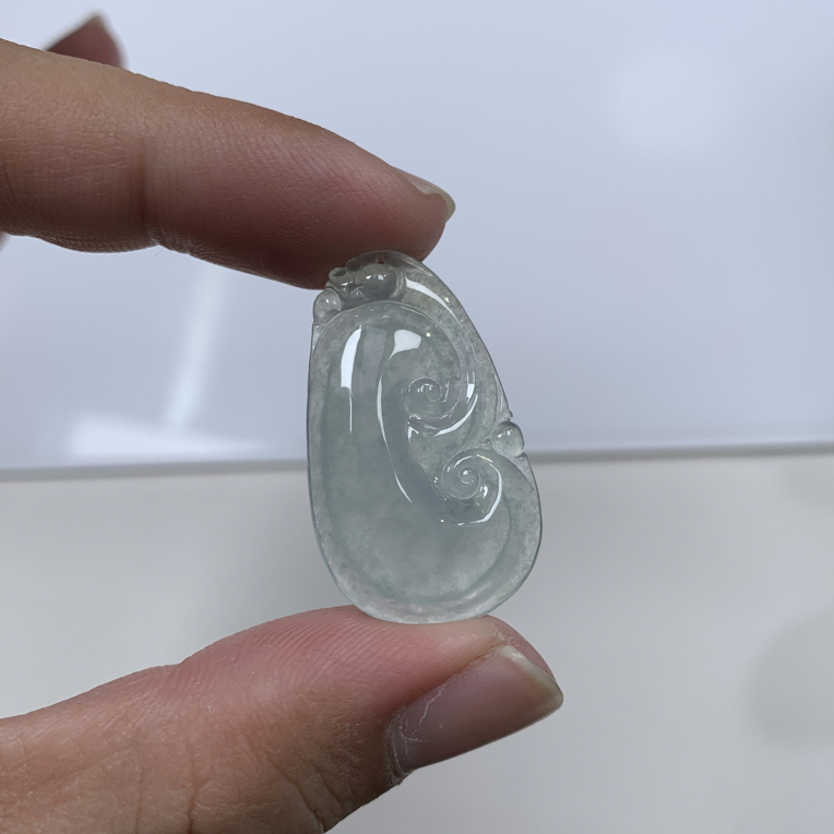 冰种如意吊坠冰感十足水润通透可镶嵌扣头气质百搭尺寸33x19x5.6