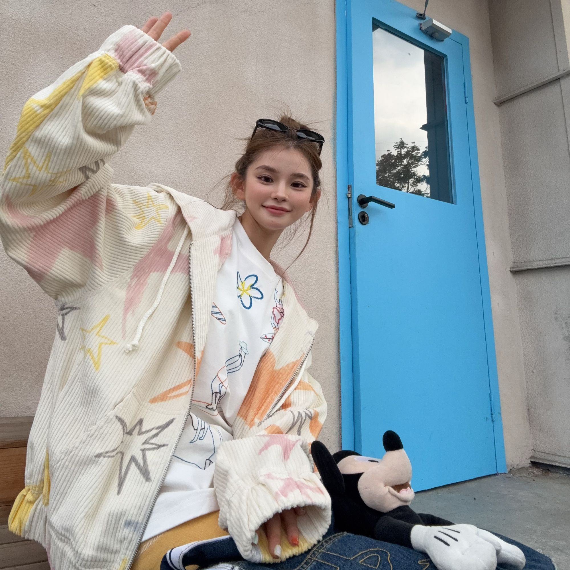 舟舟 【涂鸦灯芯绒外套】外套时尚休闲百搭设计感