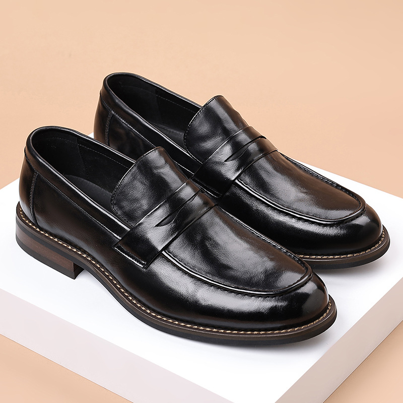 牛皮男2024秋季新款懒人一脚蹬休闲百搭豆豆鞋透气软底驾车潮鞋子