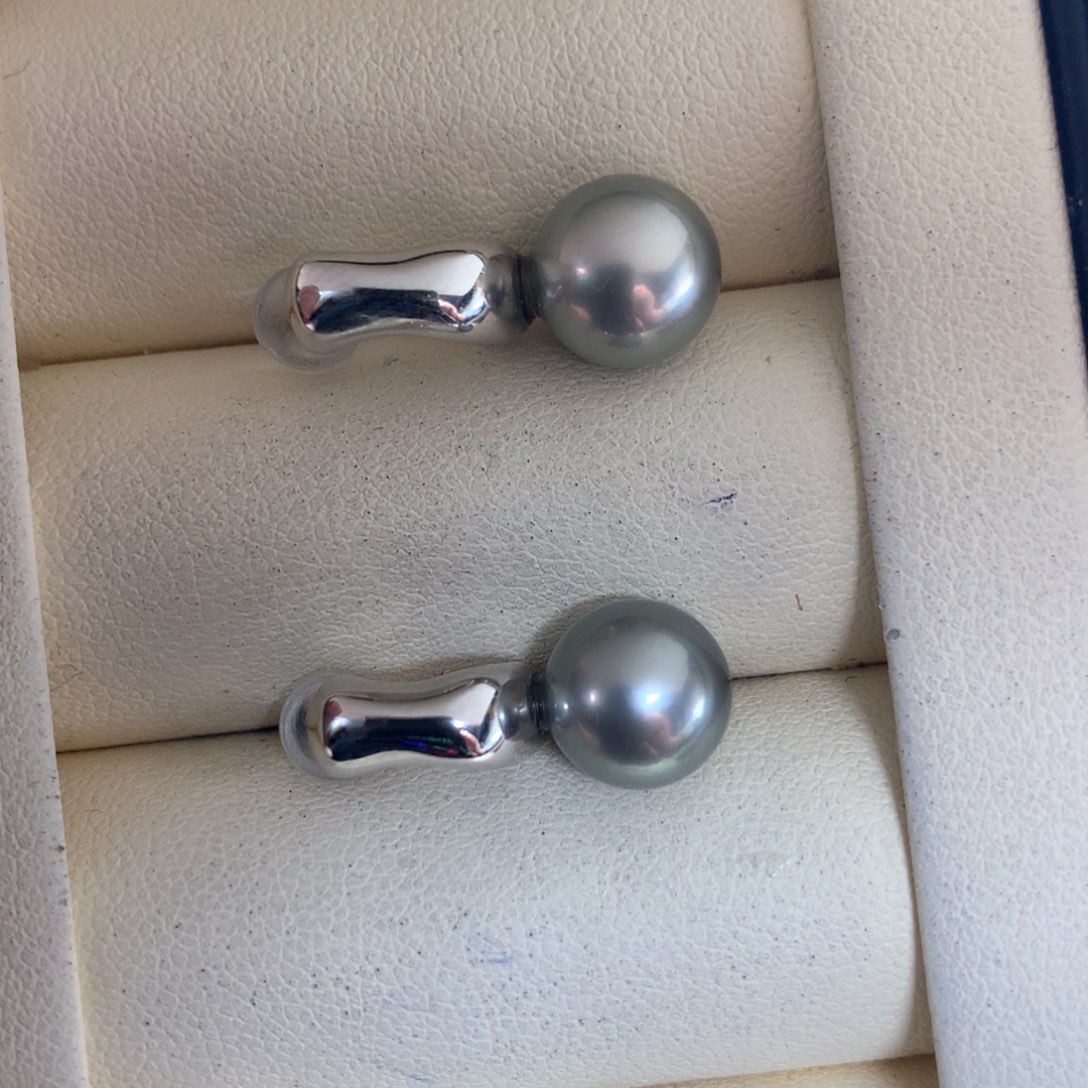 海水珍珠耳饰银S925镶嵌