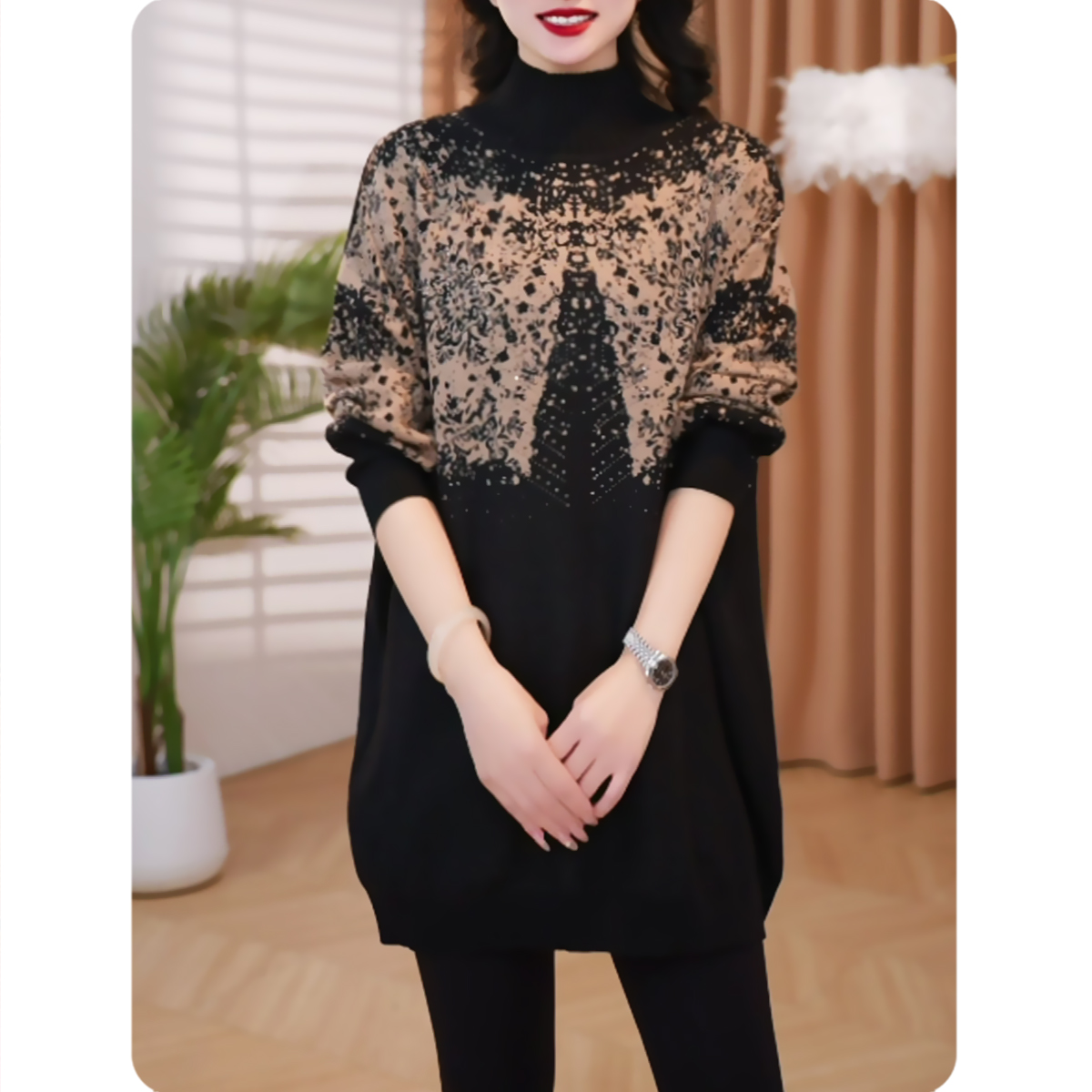 [DTS4]花语时髦女士毛衫优雅上衣显瘦女装4ZS01251067