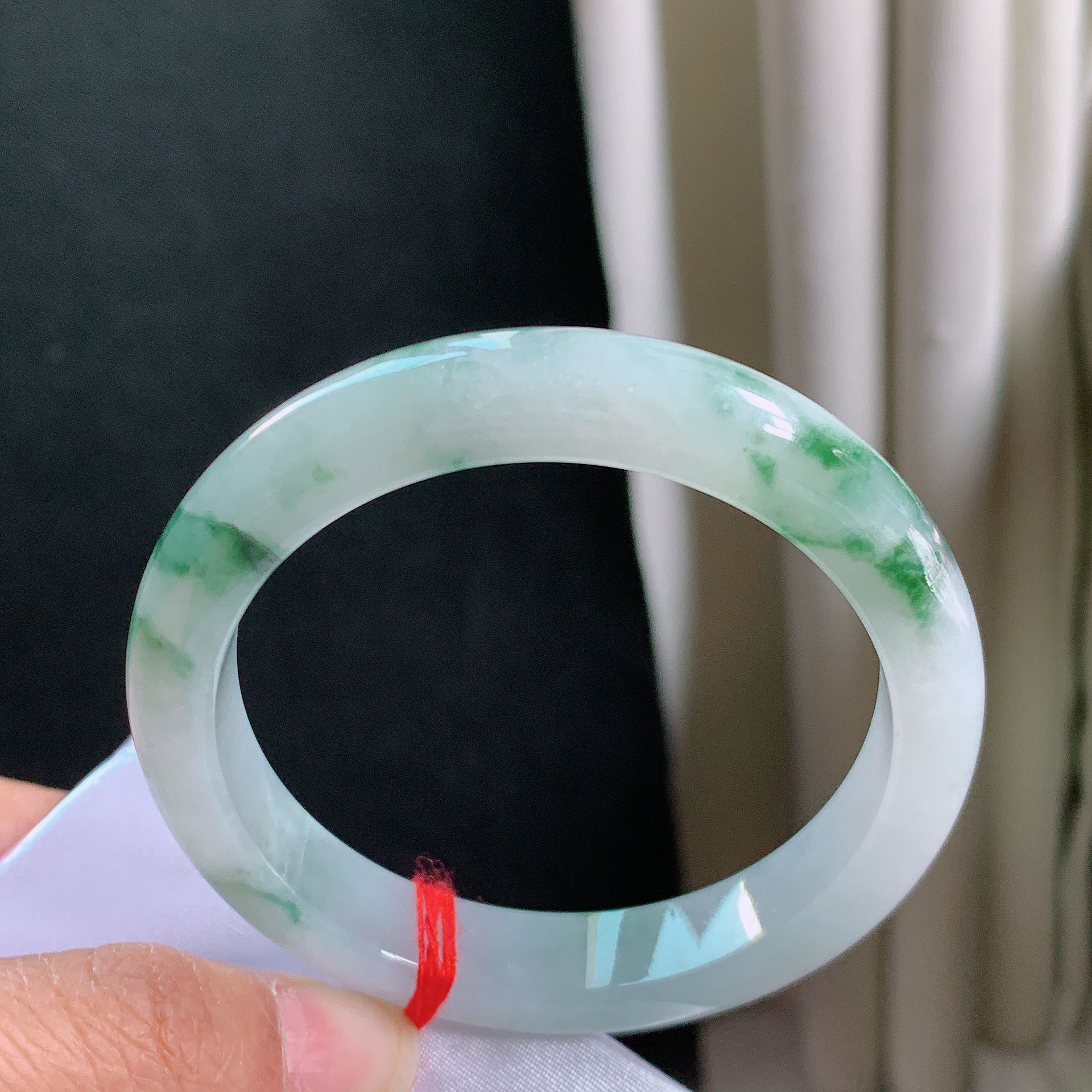 天然翡翠A货冰飘花5556手镯553号女款飘绿精美