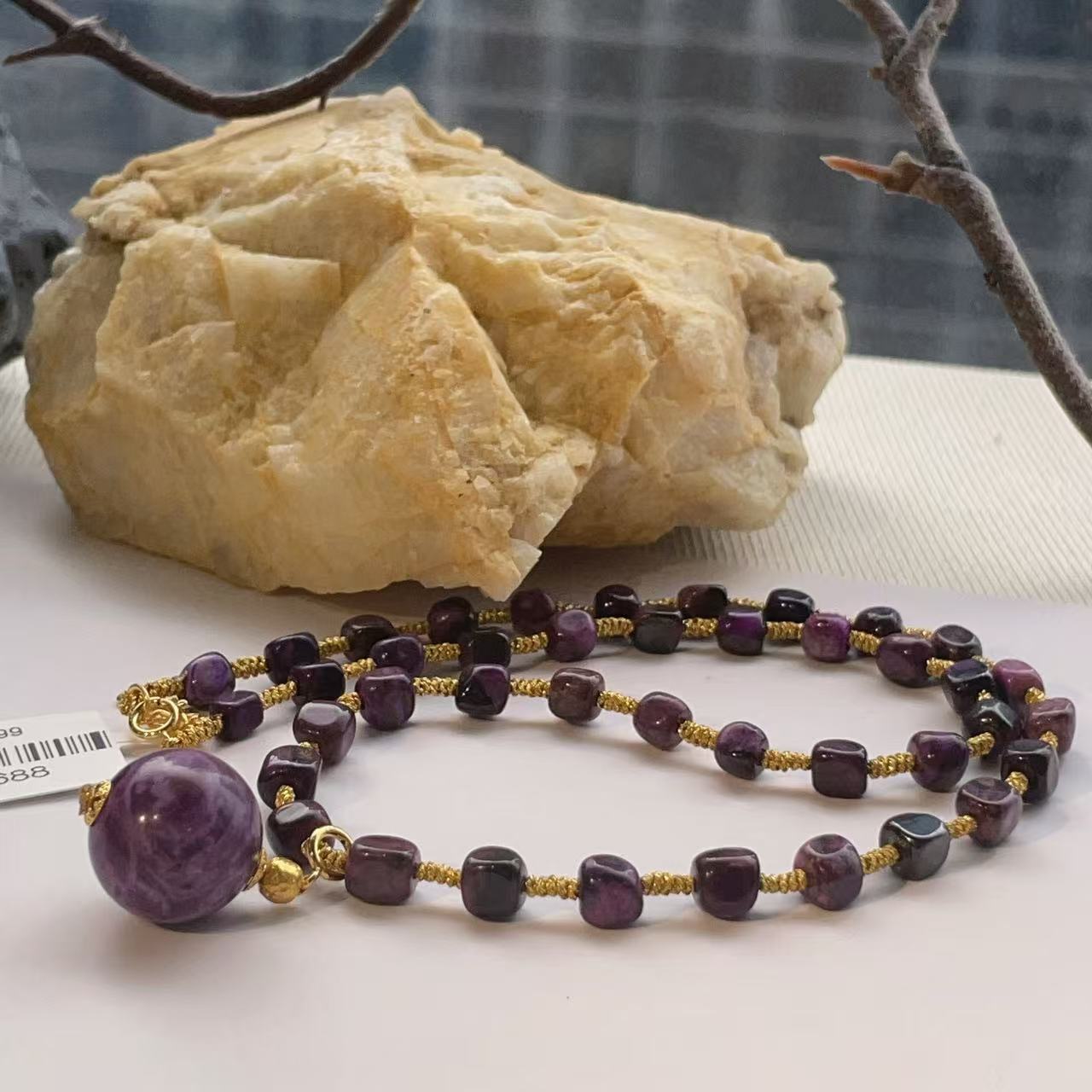 舒俱来桃红魔方项链圆珠吊坠/18K/4mm+/AZB3688/编码多样