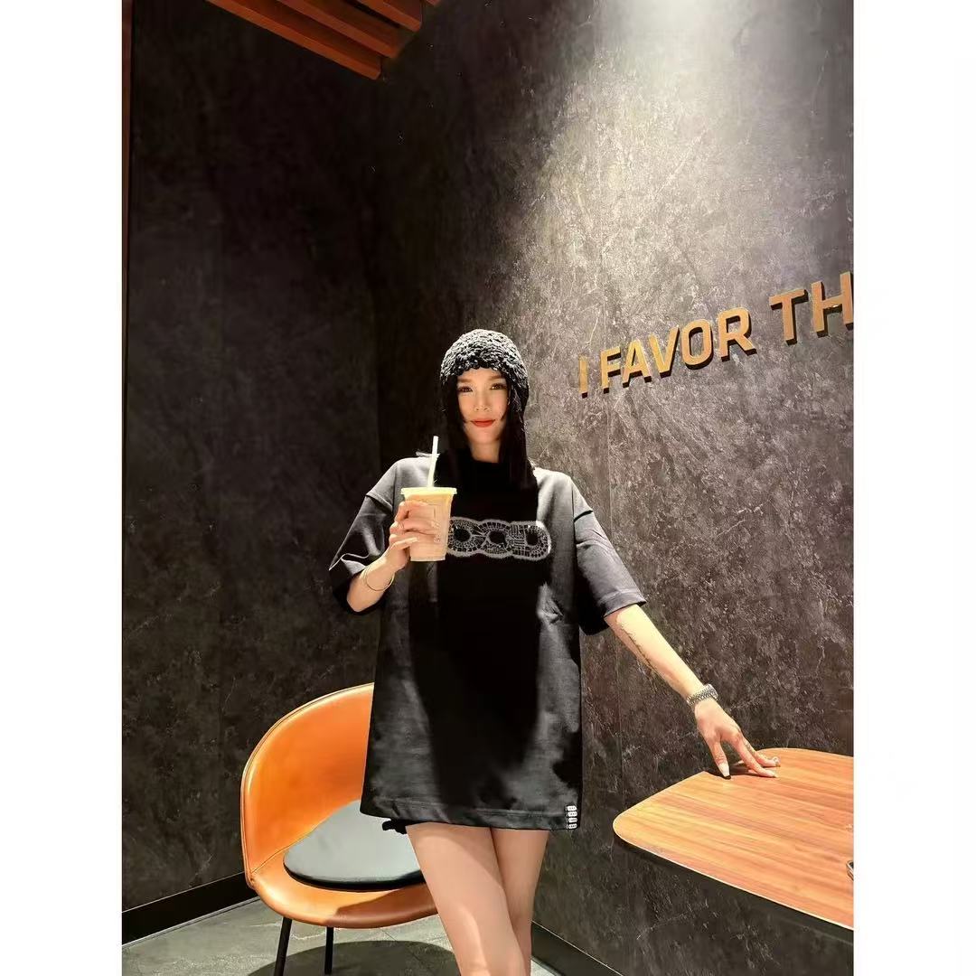 98832GOOD25ss碎片金属logo轻奢时尚高级感320克短袖T恤 男女同款