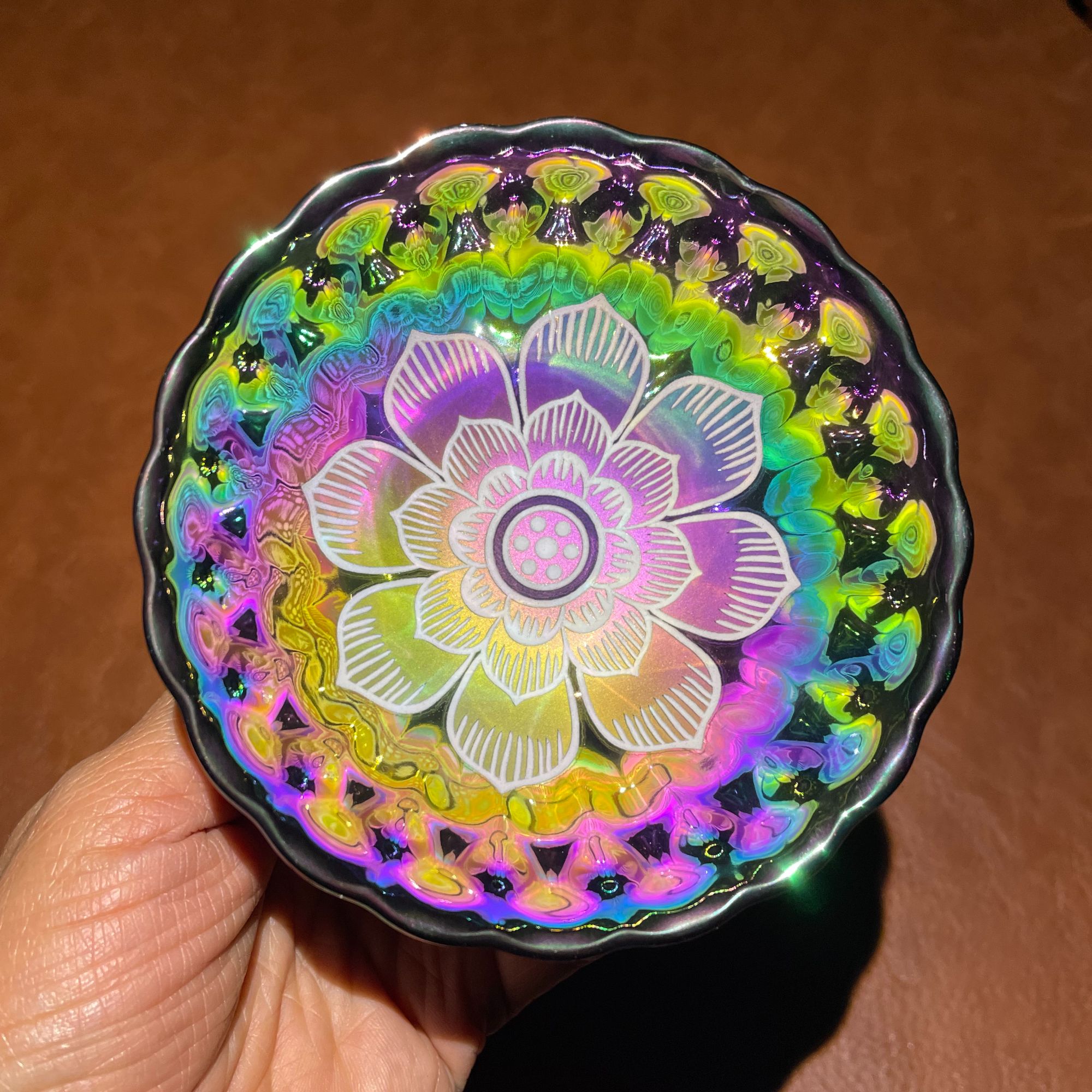 【七彩夜光莲花杯】白莲夜光杯陶瓷茶具主人杯喝茶喝水品茗杯无礼盒