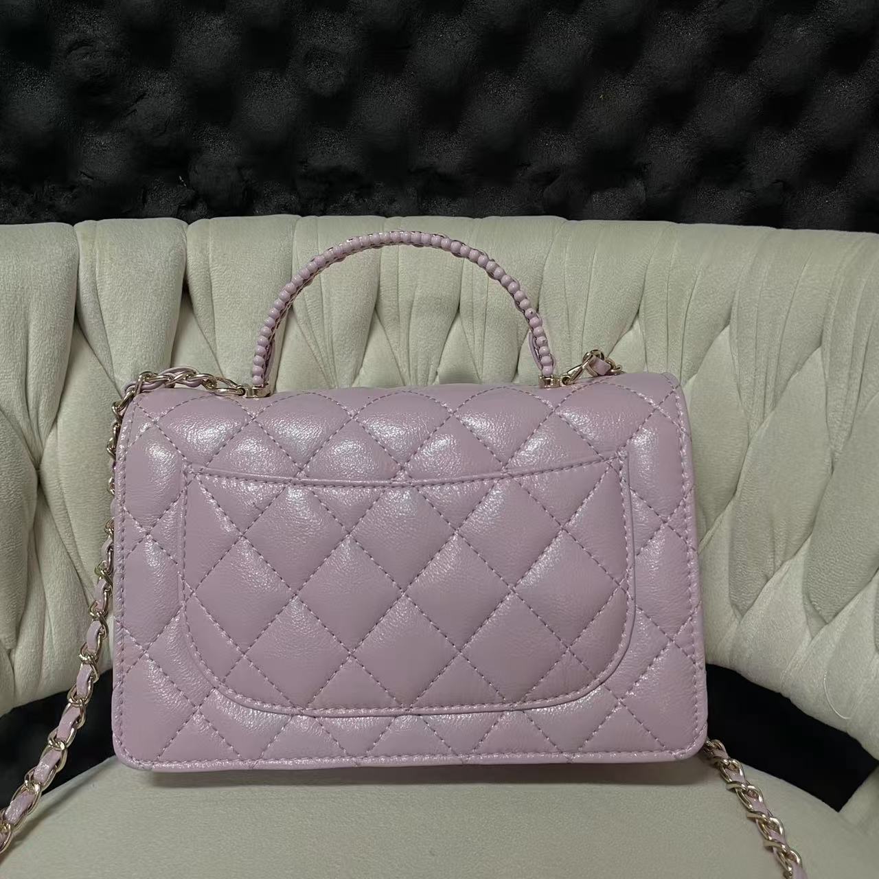 LQ-WITH-QUEEN真皮女包手提菱格紫色0536