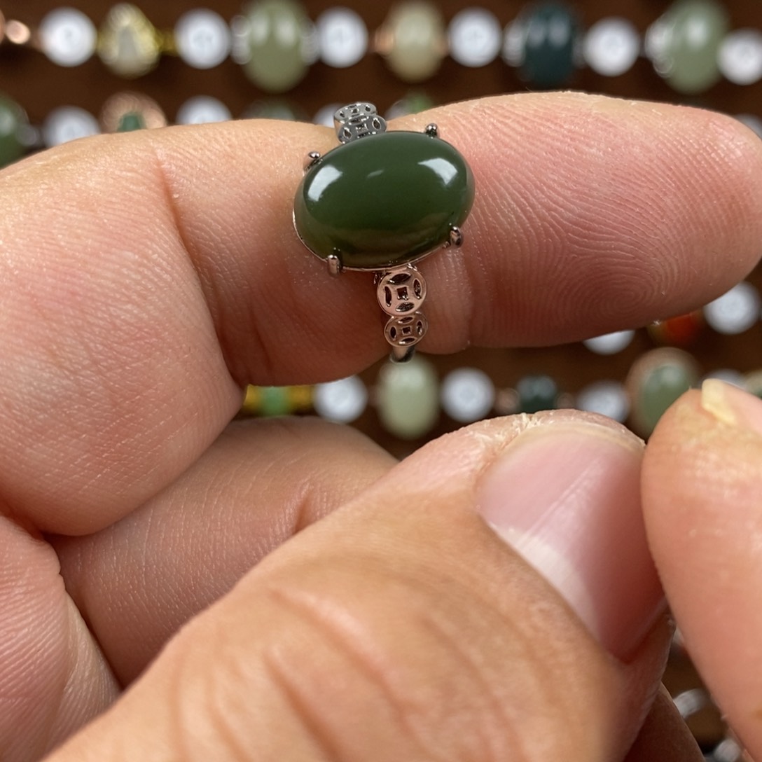 和田玉（青玉）戒指合金