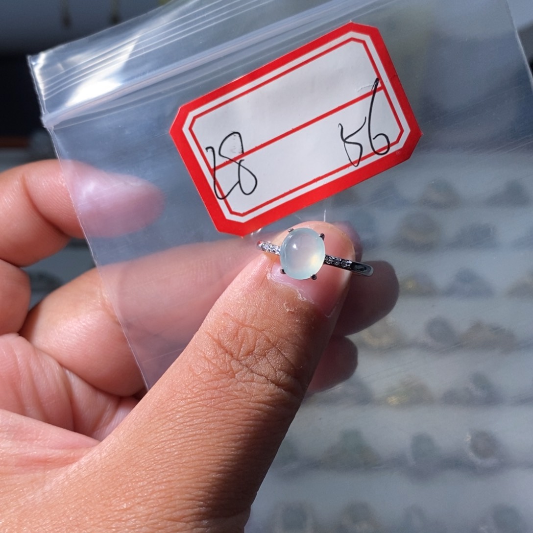 翡翠戒指银S925镶嵌翡翠