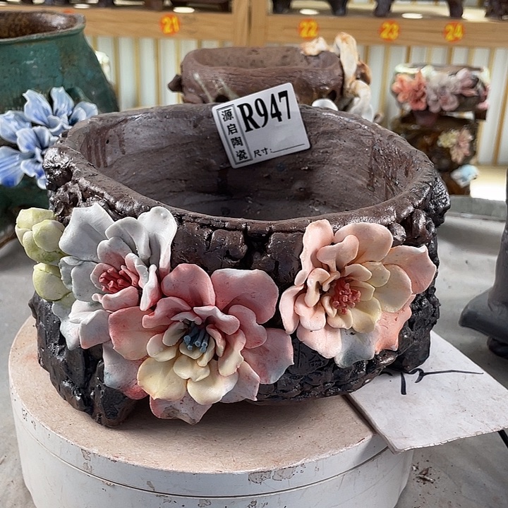 紫砂花盆景德镇陶瓷花盆947