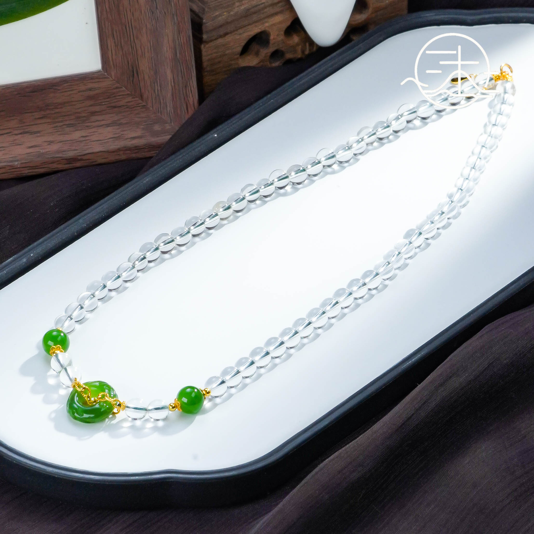 木润【白水晶】天然水晶白水晶碧玉项链  S925银