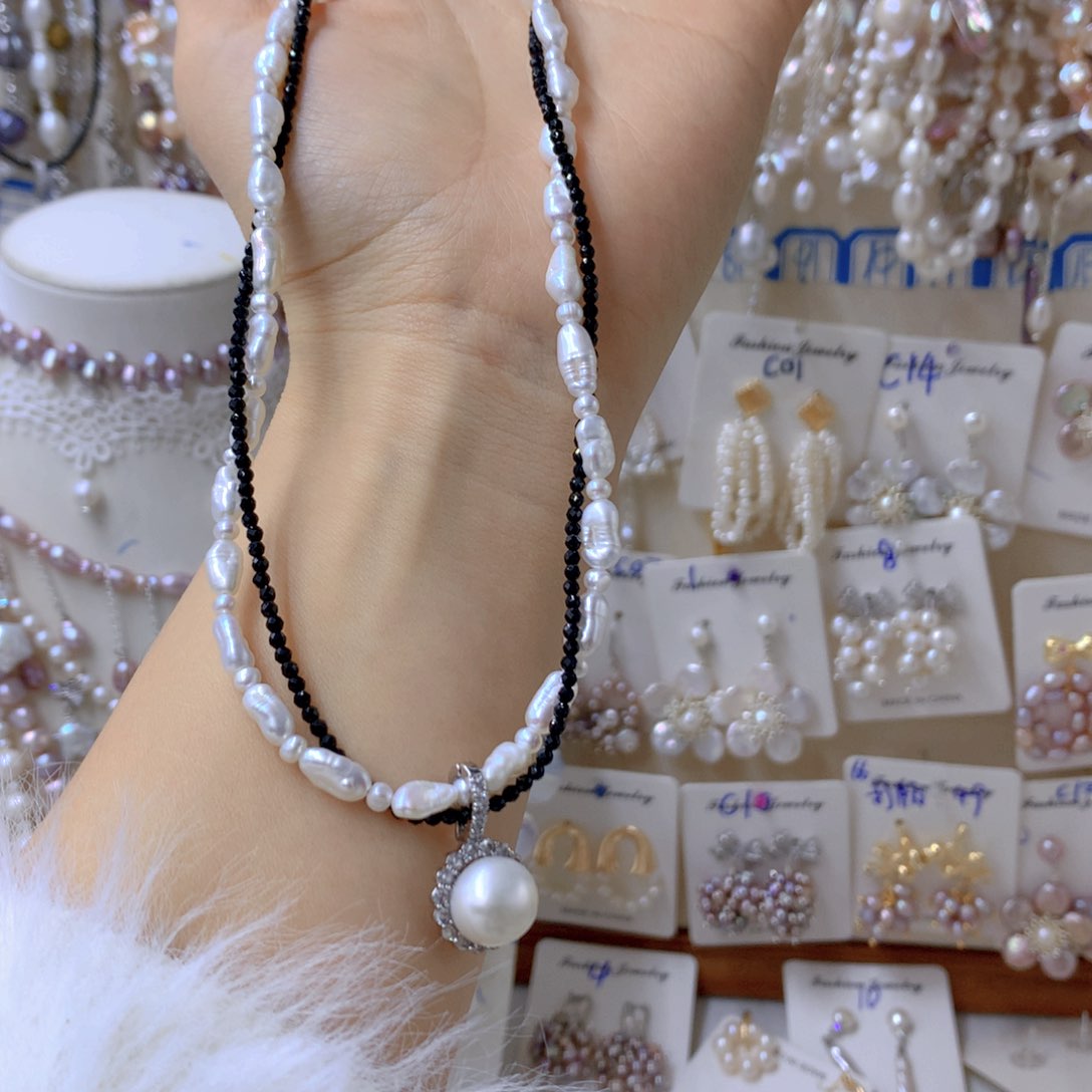 淡水珍珠耳饰银S925镶嵌