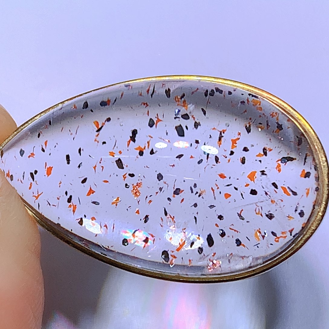 水晶吊坠银S925镀金镶嵌天然水晶