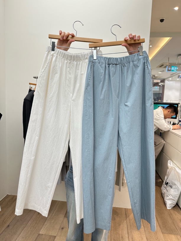 夏季日式纯色无弹力厚款休闲裤阔腿裤薄款CO