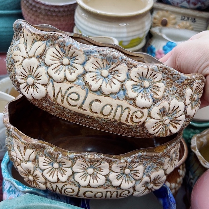 多肉绿植陶瓷花盆9.9包邮，有孔