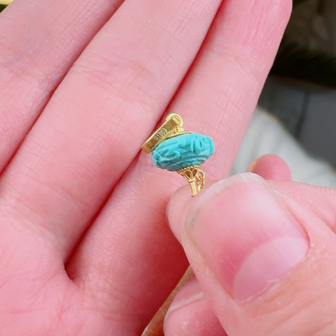 绿松石珠宝奇石18K金镶嵌