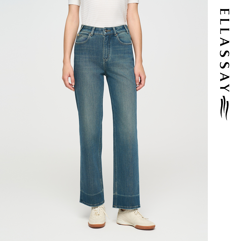 【晨粉专享】歌力思25秋棉休闲直筒牛仔裤女EWD363N00600