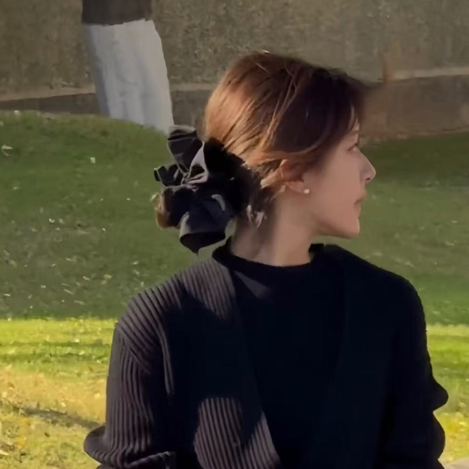 赵露思同款黑色大肠发圈简约百搭丸子头盘发发绳女2024新款高级感