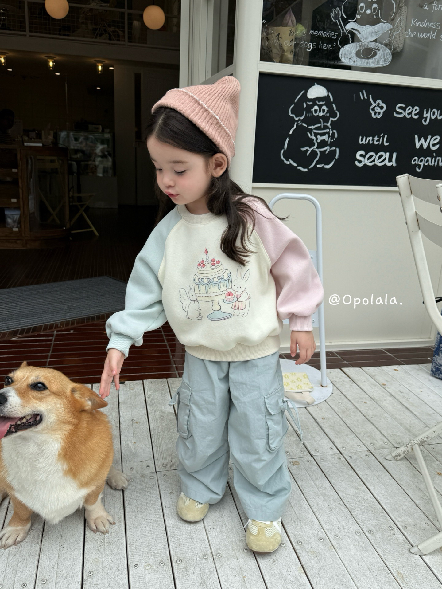 【Opolala 】2025新款秋款女童卡通拼色卫衣
