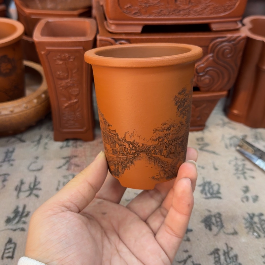 紫砂花盆宜兴紫砂正品6.5x8.8