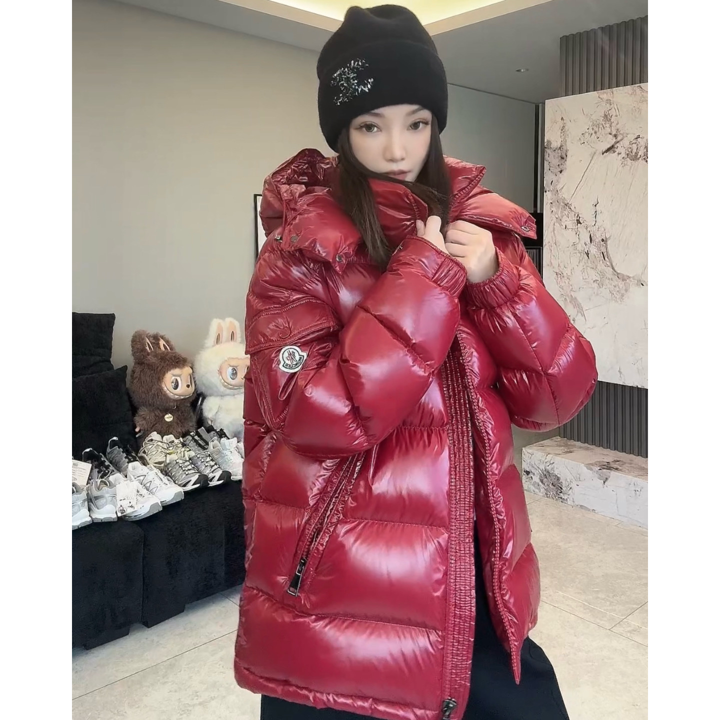 未使用 MONCLER/蒙口 【兔子姐姐25年红色】女款Maire连帽羽绒服