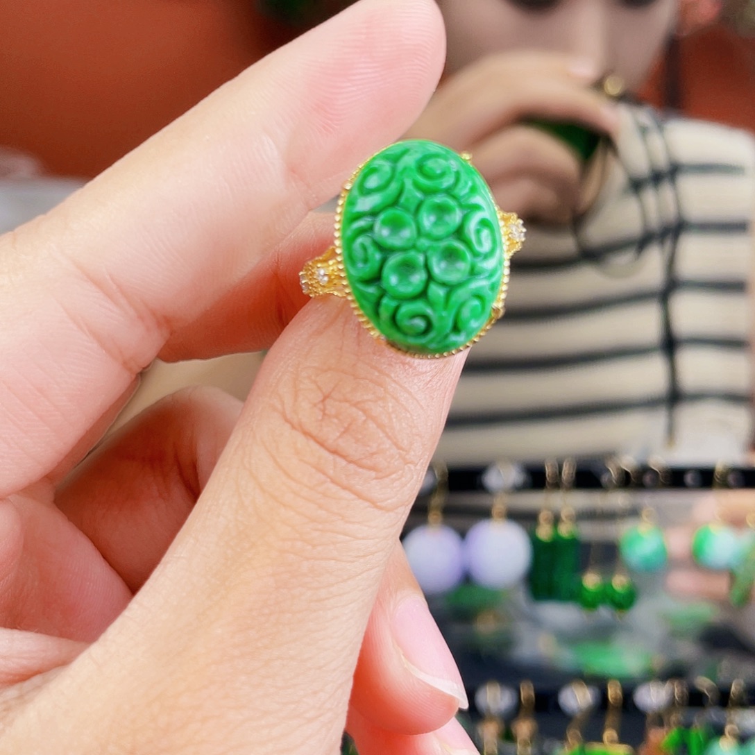 翡翠银S925镶嵌耳饰