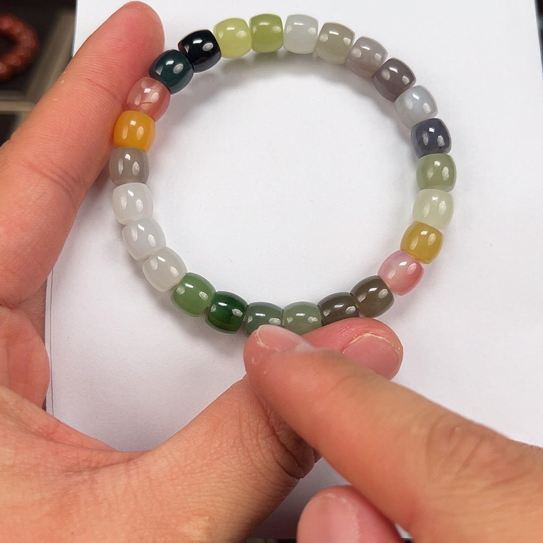 和田玉未镶嵌手链卡8mm多宝