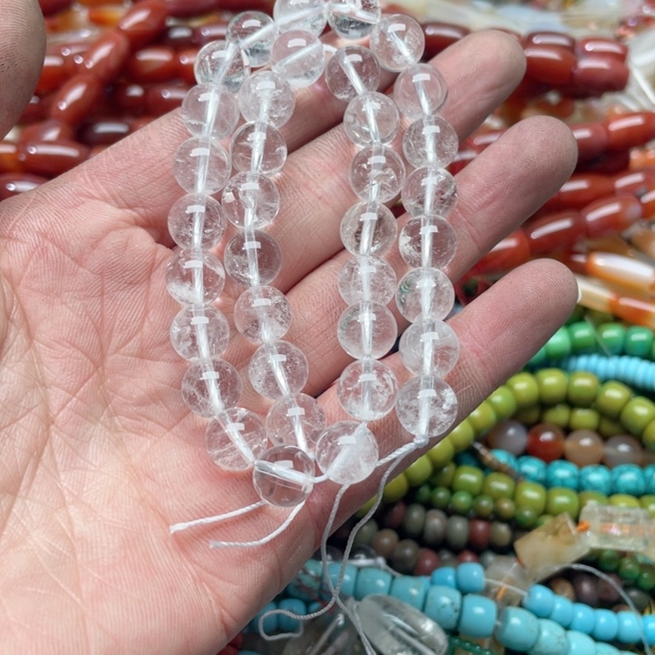 玛瑙/玉髓合金珠宝半成品一条10mm白水晶