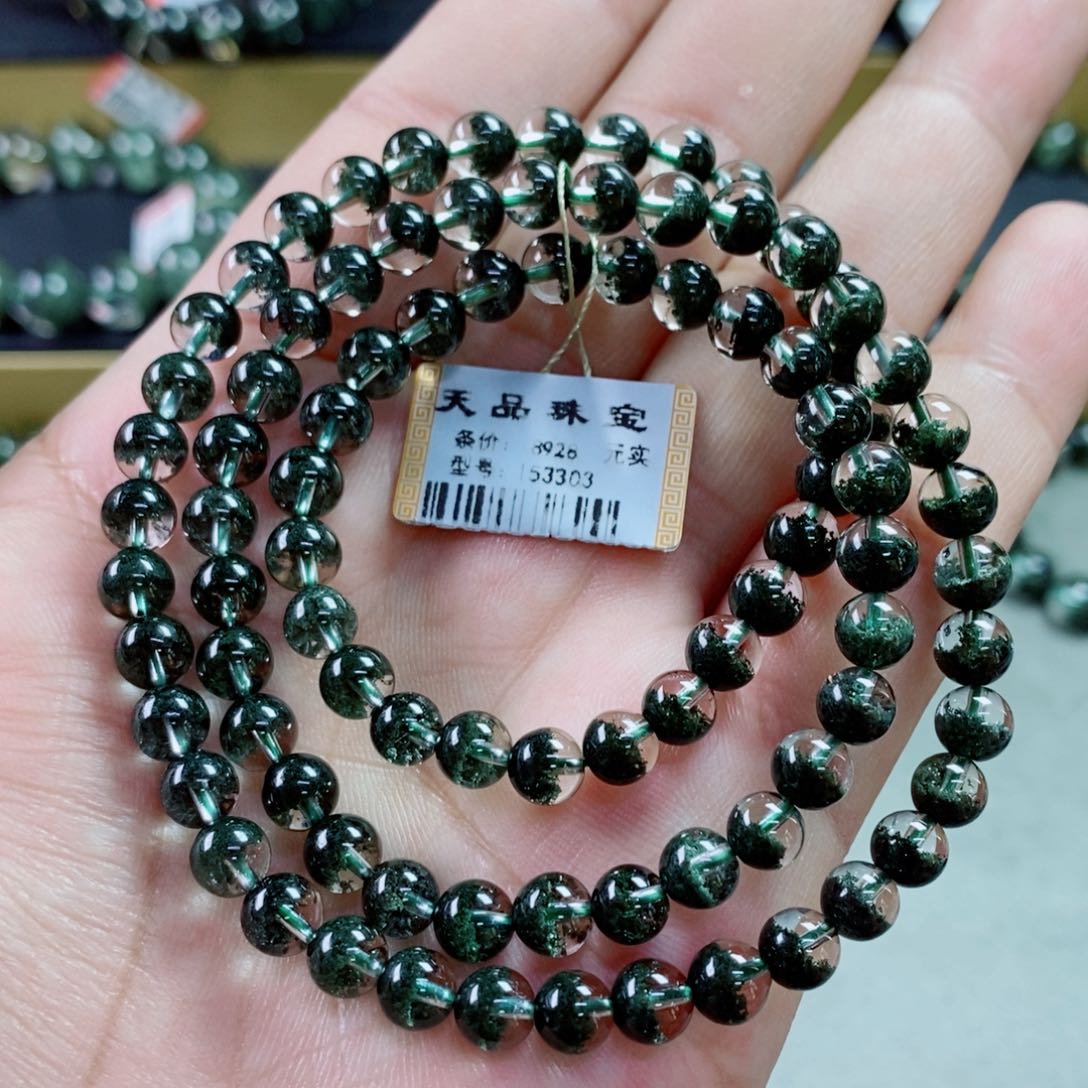 水晶手串未镶嵌浅*绿幽灵153303