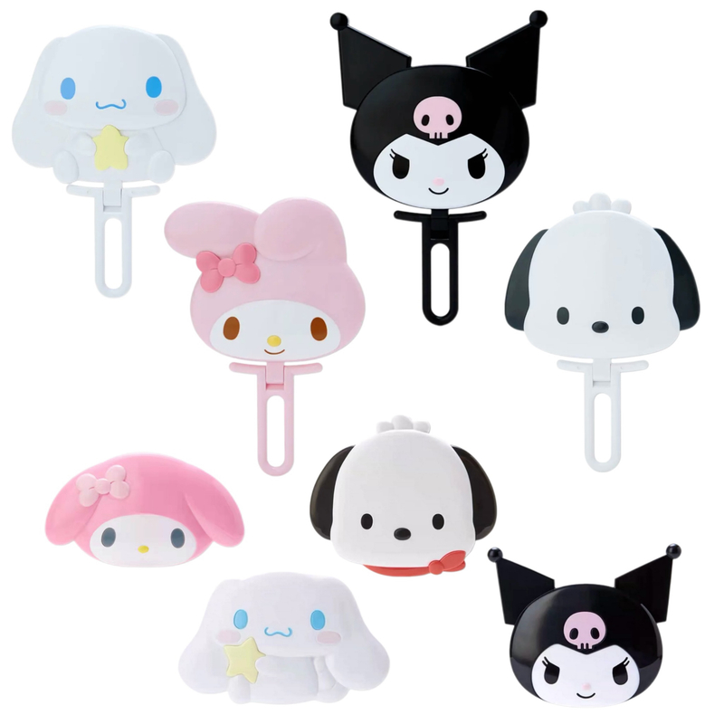 【日版正品】三丽鸥手持立式折叠化妆镜便捷梳子小镜子