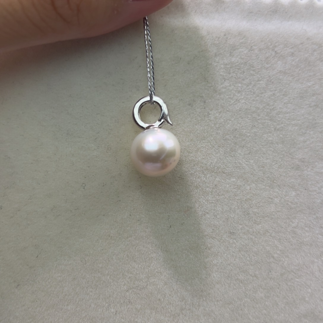 吊坠(不含链)银S925镶嵌淡水珍珠11.1mm淡水万能扣