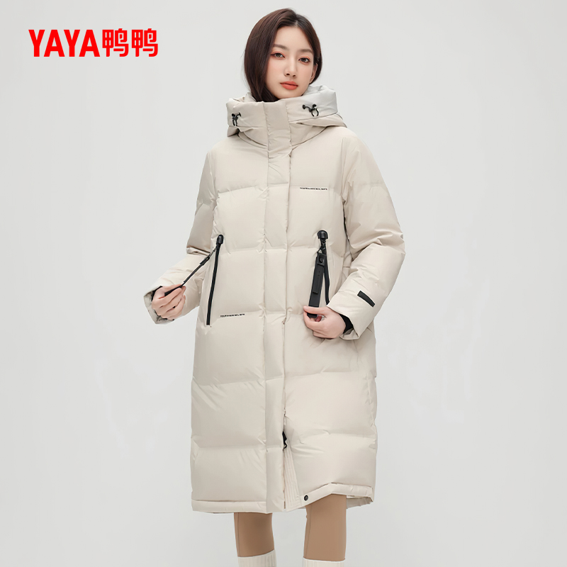 YAYA/鸭鸭羽绒服女长款2025冬季新款时尚百搭洋气鸭绒保暖外套